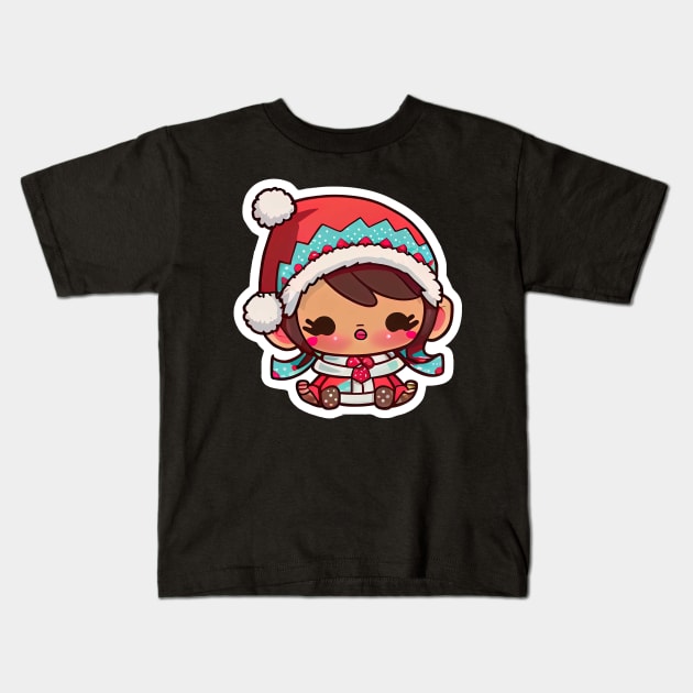 Chibi Kawaii Cute Adorable Little Girl Wearing Winter Clothes Kids T-Shirt by The Little Store Of Magic